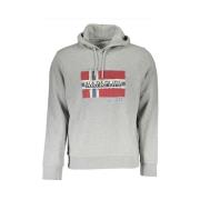 Luxe Grijze Katoenen Hoodie met Logoprint Napapijri , Gray , Heren