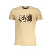 Beige Katoenen Logo Print T-shirt Cavalli Class , Beige , Heren