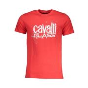 Rode Katoenen Print Logo T-Shirt Cavalli Class , Red , Heren