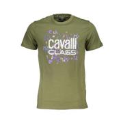 Groen Katoen Bedrukt Logo T-Shirt Cavalli Class , Green , Heren