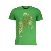 Groen Katoen Logo Print T-Shirt Cavalli Class , Green , Heren