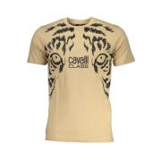 Beige Katoen Print Logo T-Shirt Cavalli Class , Beige , Heren