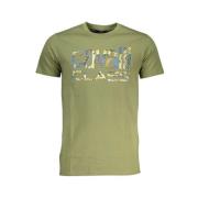 Groene Katoenen Logo Print T-shirt Cavalli Class , Green , Heren