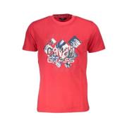 Rood Katoen Logo Print T-Shirt Cavalli Class , Red , Heren