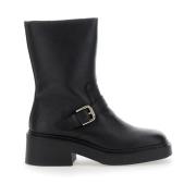 Zwarte Leren Dames Enkellaarzen Pollini , Black , Dames