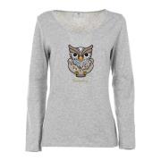 Dames lange mouw uil print T-shirt Braccialini , Gray , Dames