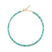 Heishi Turquoise Choker with Gold Nialaya , Yellow , Dames