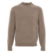 Bruine Crew Neck Gebreide Trui Sweater Z Zegna , Brown , Heren