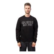 Zwarte Crewneck Sweater Guess , Black , Heren