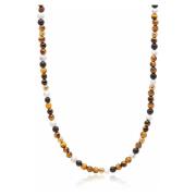 Beaded Necklace with Brown Tiger Eye, Howlite, and Onyx Nialaya , Yell...