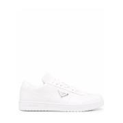 Witte Leren Sneakers met Logo Detail Prada , White , Heren