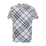 Check Short Sleeve T-shirt Grijs Burberry , Gray , Heren