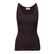 Feminine Zijden Top Donker Espresso Rosemunde , Brown , Dames