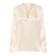 Elegante V-Hals Blouse Whitecap Gray Soaked in Luxury , Beige , Dames