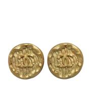 Pre-owned Metal earrings Chanel Vintage , Yellow , Dames