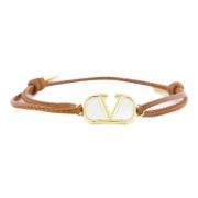 Bruin Bijoux Leren Armband Valentino Garavani , Brown , Heren