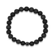 Mens Wristband with Lava Stone, Matte Onyx and Black Logo Ball Nialaya...