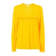 Gele Lange Mouw Blouse Zomer Fracomina , Yellow , Dames