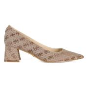 Logo Print Stof Hakken Guess , Beige , Dames