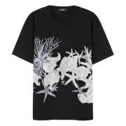 Baroque Sea Print T-shirts en Polos Versace , Black , Heren