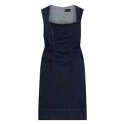 Indigo Denim Scroll Jurk Sportmax , Blue , Dames