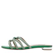 Pre-owned Leather flats Aquazzura Pre-owned , Green , Dames