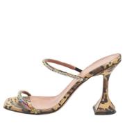 Pre-owned Satin sandals Amina Muaddi Pre-owned , Brown , Dames