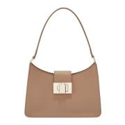 Geometrische Schoudertas met Arch Logo Furla , Beige , Dames