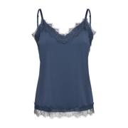 Vintage Indigo Kant Top Freequent , Blue , Dames