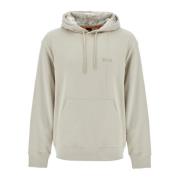 Hoodie met logo borduursel Boss , Beige , Heren