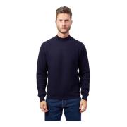 Blauwe Wol Half-Zip Sweater Boss , Blue , Heren