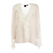 Elegante Witte Blouse met Lange Mouwen Pinko , White , Dames