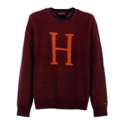 Heren Rode Wollen Trui Outlet Prijs Tommy Hilfiger , Red , Heren