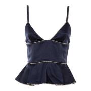 Slate Blue Zomer Top met Dunne Bandjes Patrizia Pepe , Blue , Dames