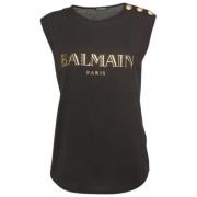 Pre-owned Cotton tops Balmain Pre-owned , Black , Dames