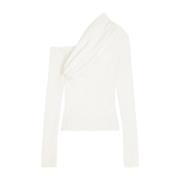 Gebreide Top met Geborduurd Logo Courrèges , White , Dames