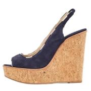 Pre-owned Suede sandals Carolina Herrera Pre-owned , Blue , Dames