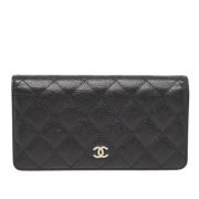 Pre-owned Leather wallets Chanel Vintage , Black , Dames