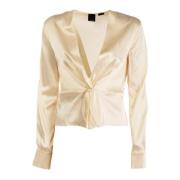 Elegante Lange Mouw Blouse Pinko , Beige , Dames