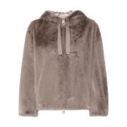 Faux-Fur Dove Grey Coat Herno , Gray , Dames