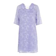 Paarse zomerjurk met 3/4 mouwen Fracomina , Purple , Dames