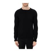 Ruw afgewerkte geweven trui Saint Laurent , Black , Heren