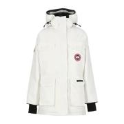 Witte Parka met Hoge Kraag en Capuchon Canada Goose , White , Dames