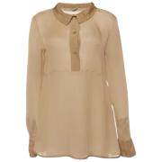 Pre-owned Silk tops Bottega Veneta Vintage , Beige , Dames