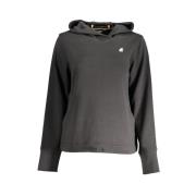 Zwarte hoodie met technische stof K-Way , Black , Dames