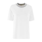 Lurex Crew Neck Zak T-shirt Panicale , White , Dames