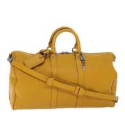 Pre-owned Leather travel-bags Louis Vuitton Vintage , Yellow , Dames