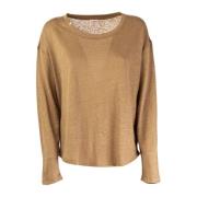 Dames T-shirt Lange Mouw Sun68 , Brown , Dames