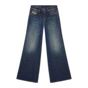 Wijdvallende Katoenen Jeans met Logo Diesel , Blue , Dames