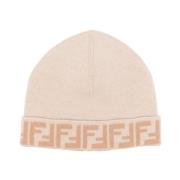 Omkeerbare Junior Beanie in Beige Camel Fendi , Beige , Unisex